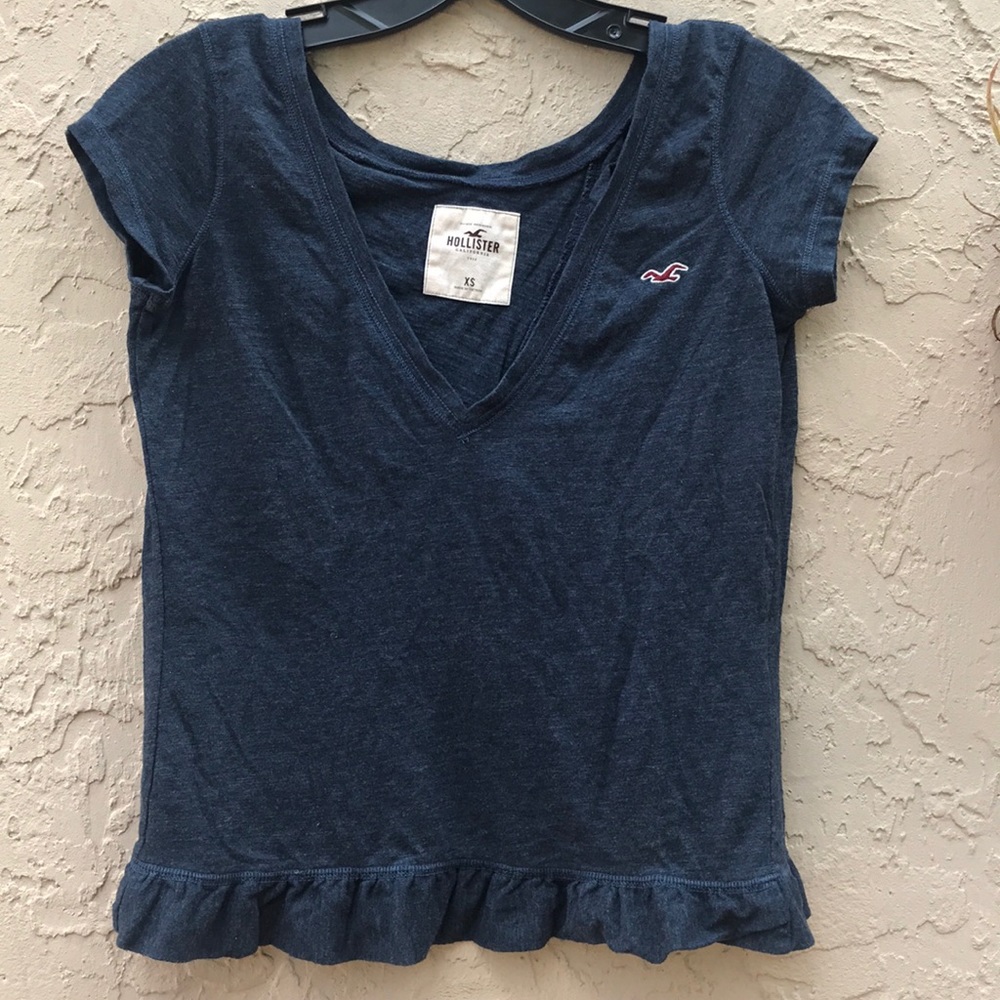 Cutest Heather Blue Hollister Cut Out Back Top